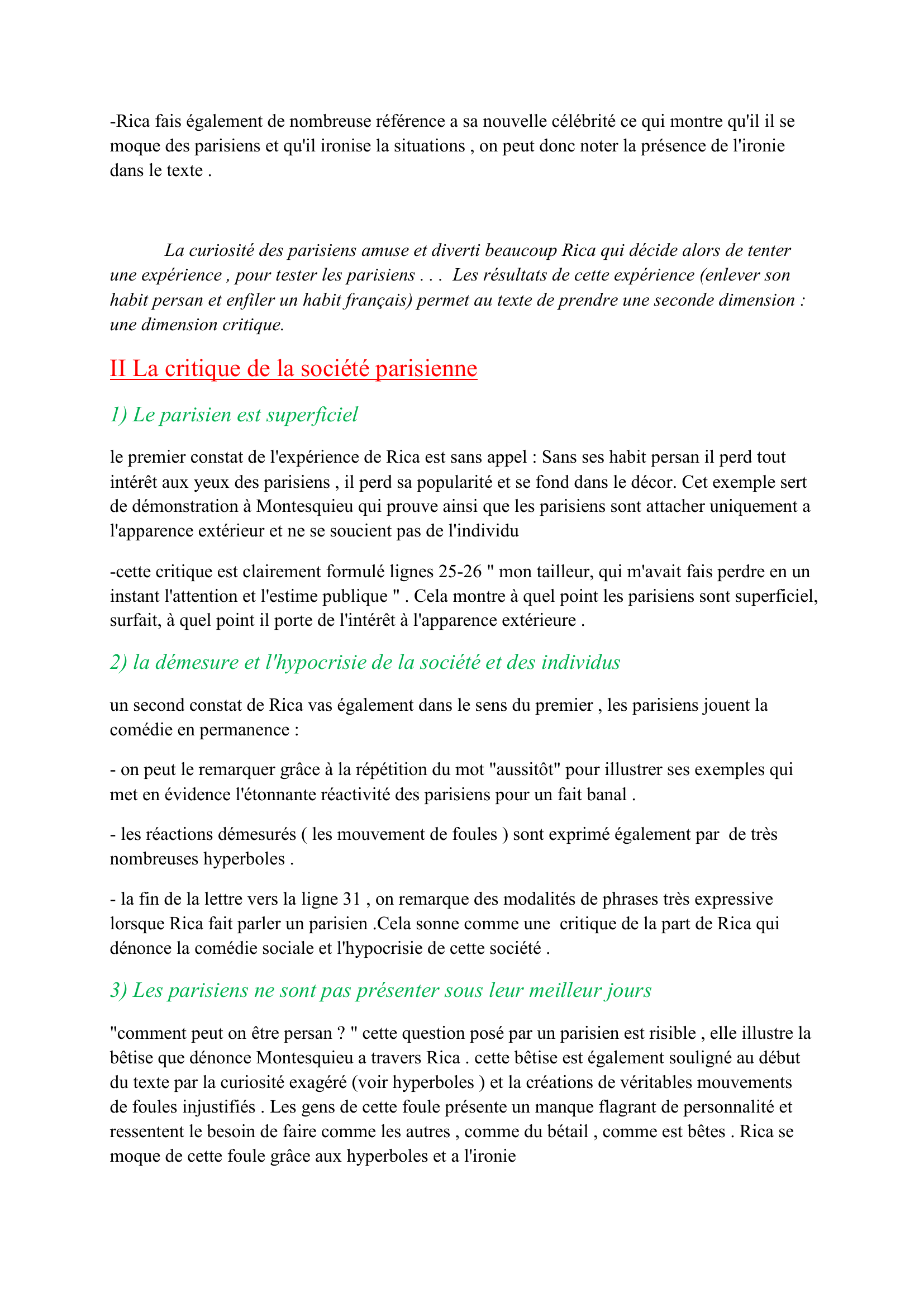 Prévisualisation du document Les Lettres Persans de Montesquieu : lettre 30 de Rica