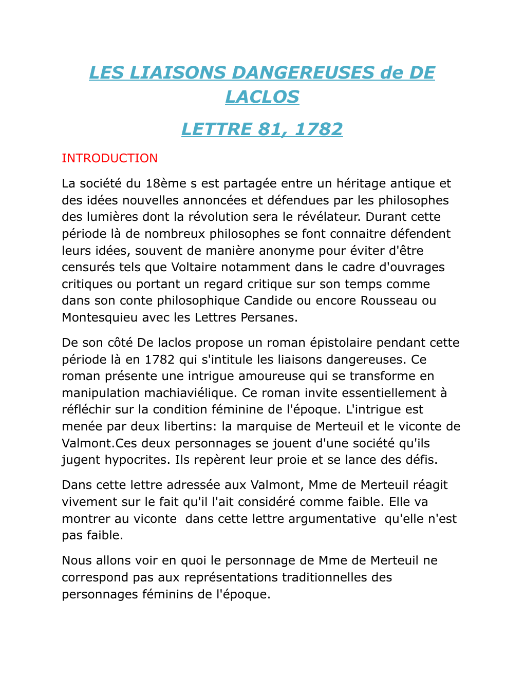 Prévisualisation du document LES LIAISONS DANGEREUSES de DE LACLOS LETTRE 81, 1782