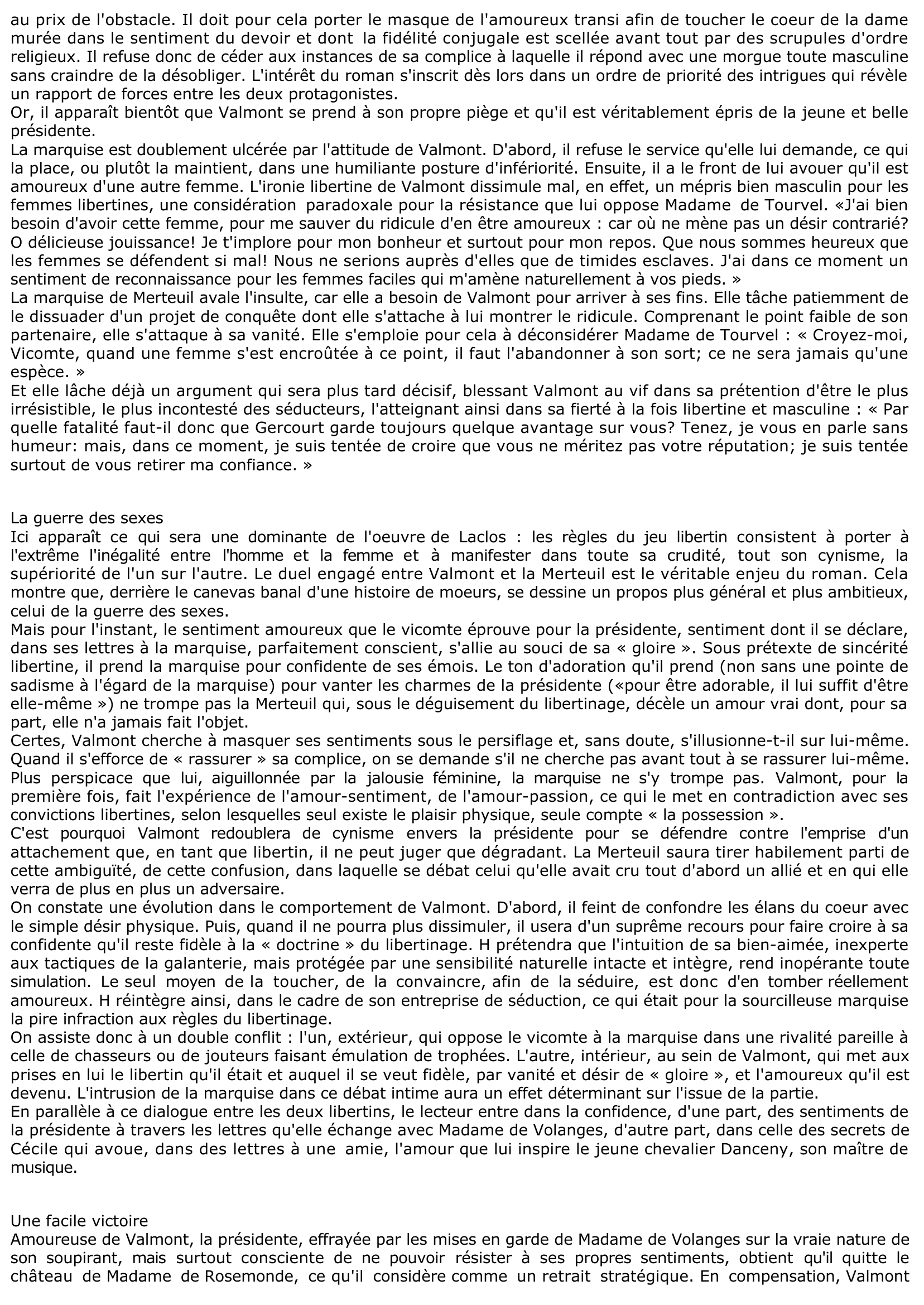 Prévisualisation du document Les Liaisons dangereuses de Pierre Choderlos de Laclos (résumé et analyse)