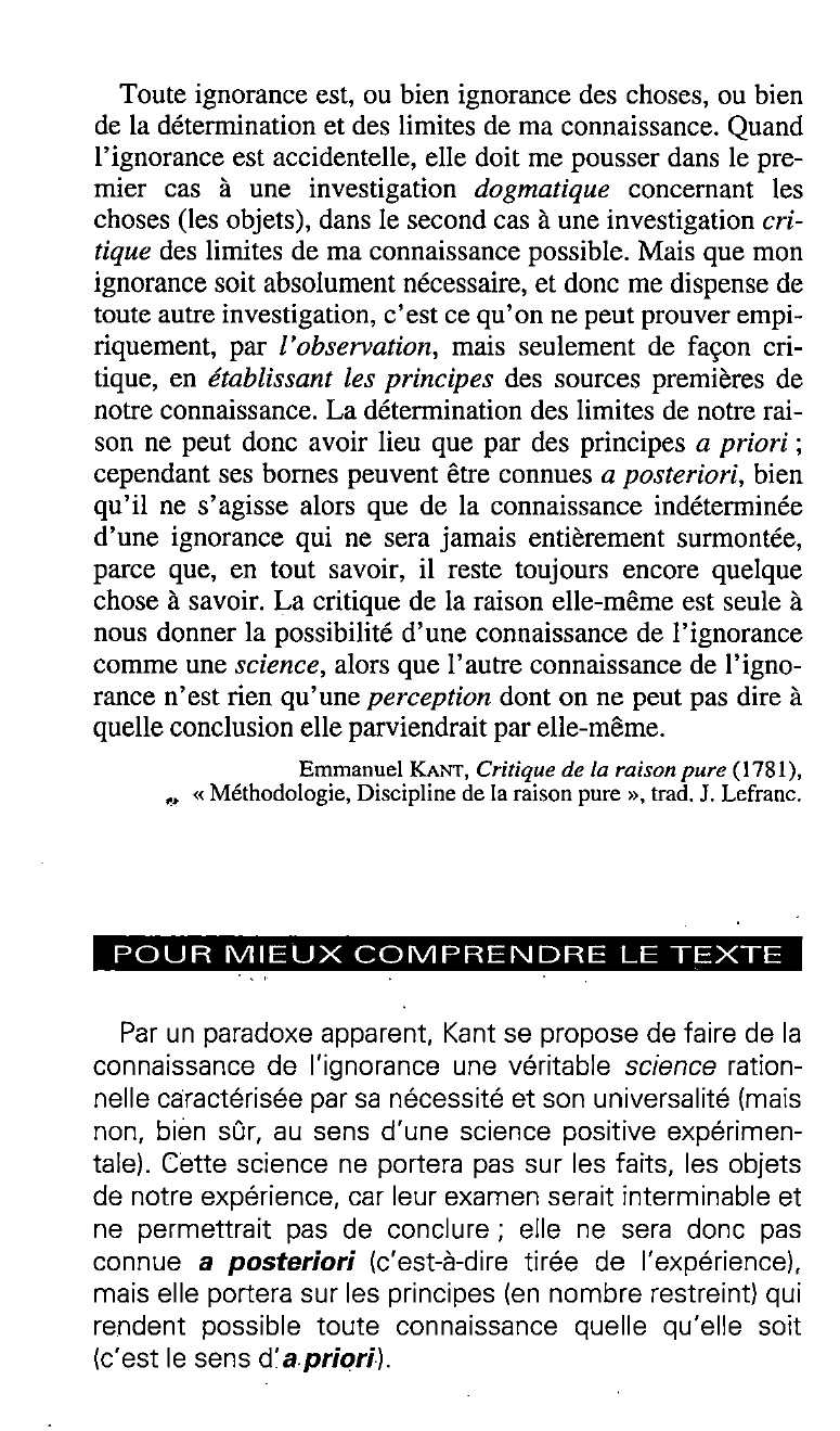 Prévisualisation du document Les limites a priori de la connaissance	de KANT