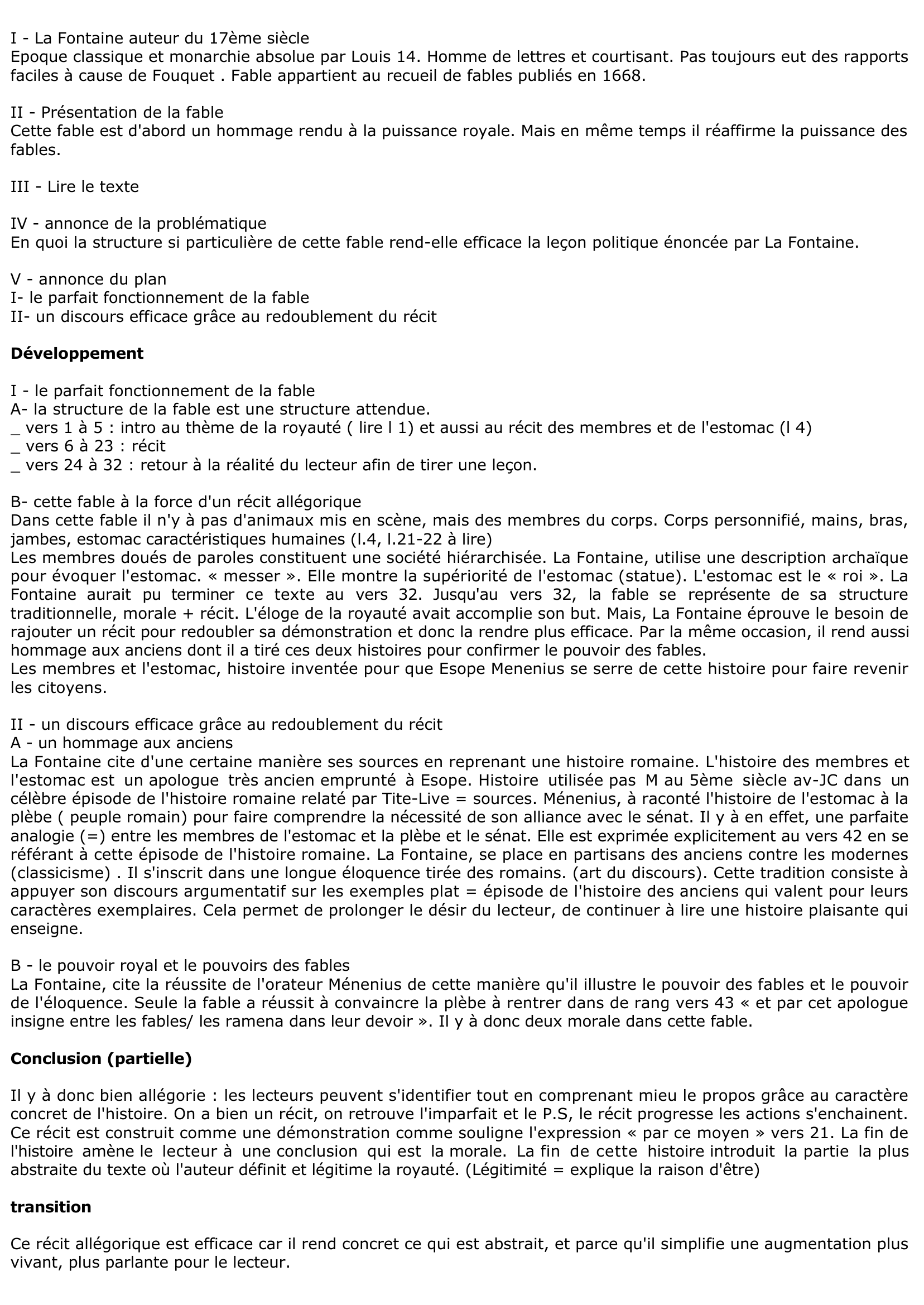 Prévisualisation du document Les Membres et l'Estomac - La Fontaine (lecture analytique)