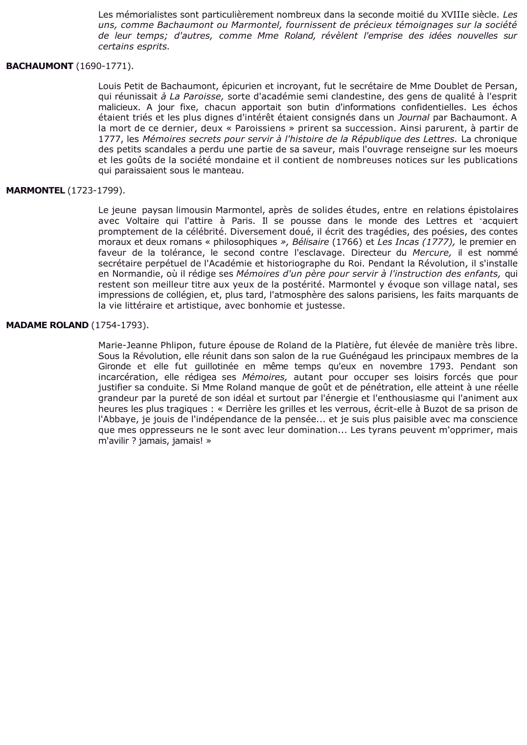 Prévisualisation du document 	Les mémorialistes