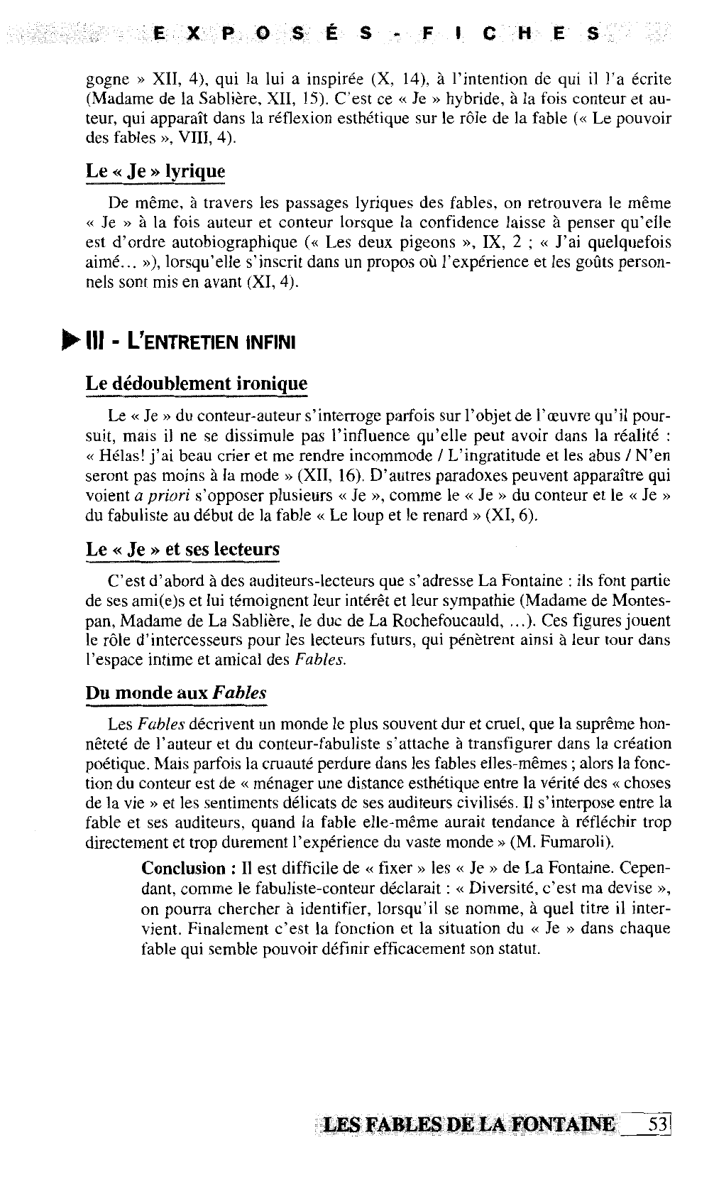 Prévisualisation du document Les métamorphoses du « Je » dans les Fables de La Fontaine