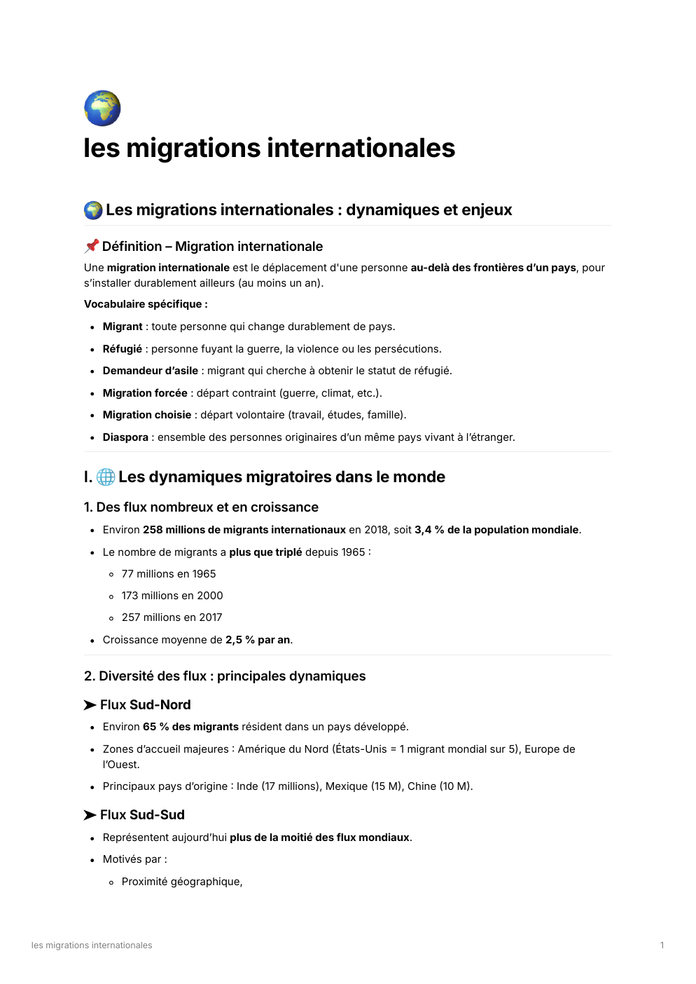 Prévisualisation Prévisualisation du document Les Mobilités internationnales géographie seconde