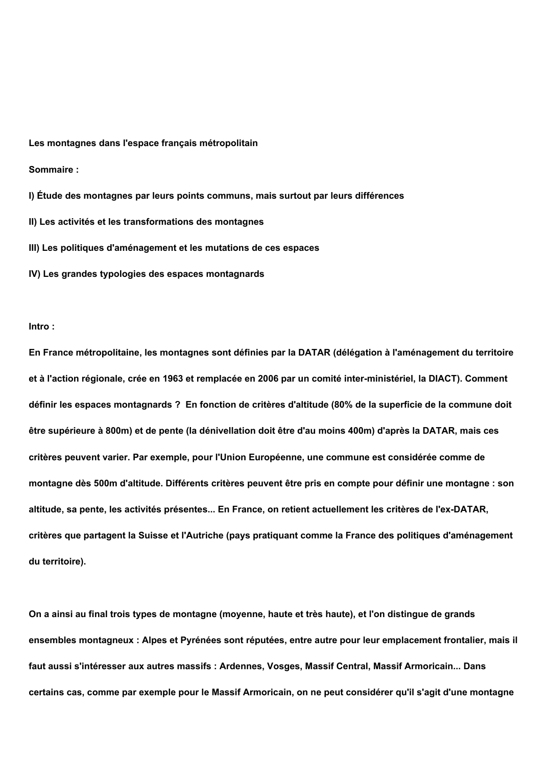 Prévisualisation du document Les montagnes dans l&#8217;espace français métropolitain
