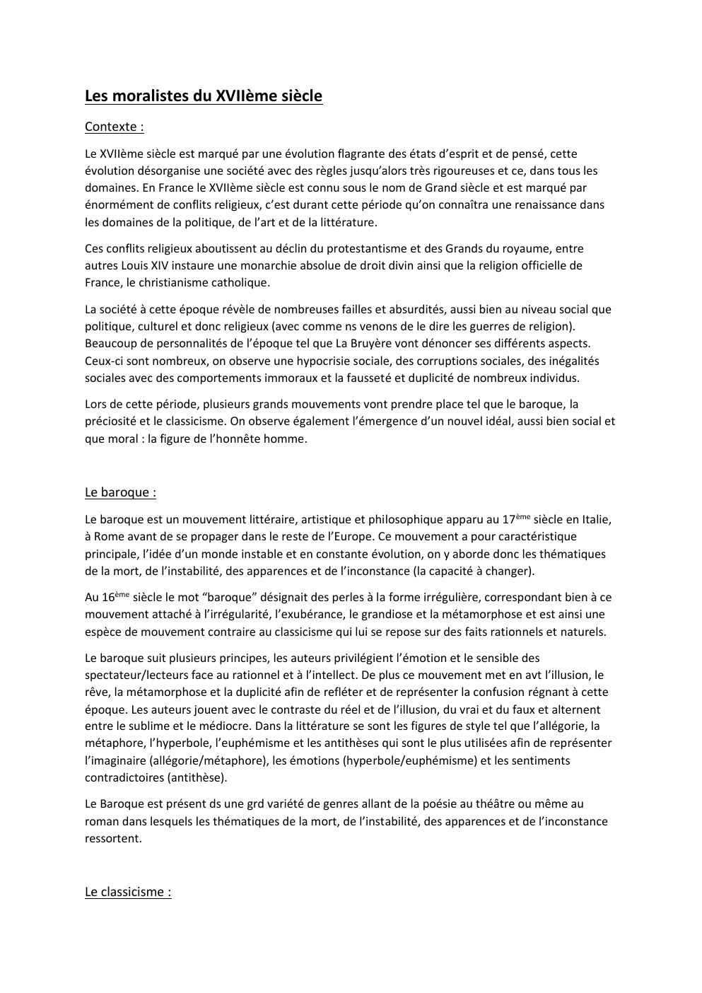 Prévisualisation du document Les moralistes du XVIIème siècle