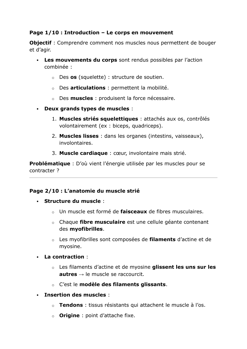 Prévisualisation du document Les muscles