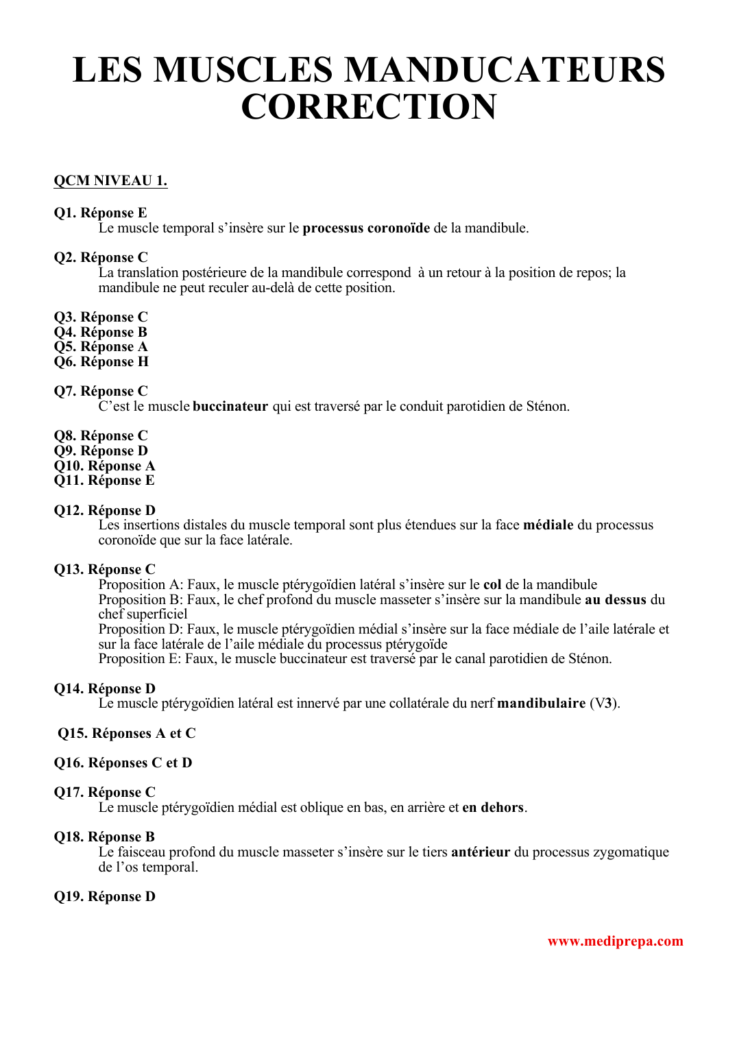Prévisualisation du document LES MUSCLES MANDUCATEURSCORRECTIONQCM NIVEAU 1.