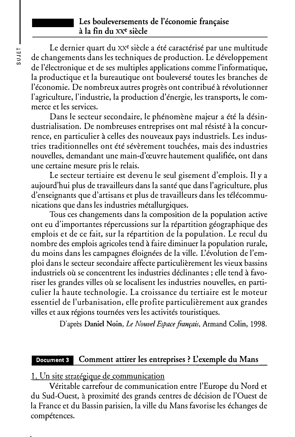 Prévisualisation du document Les mutations de l’économie française et leurs conséquences géographiques.