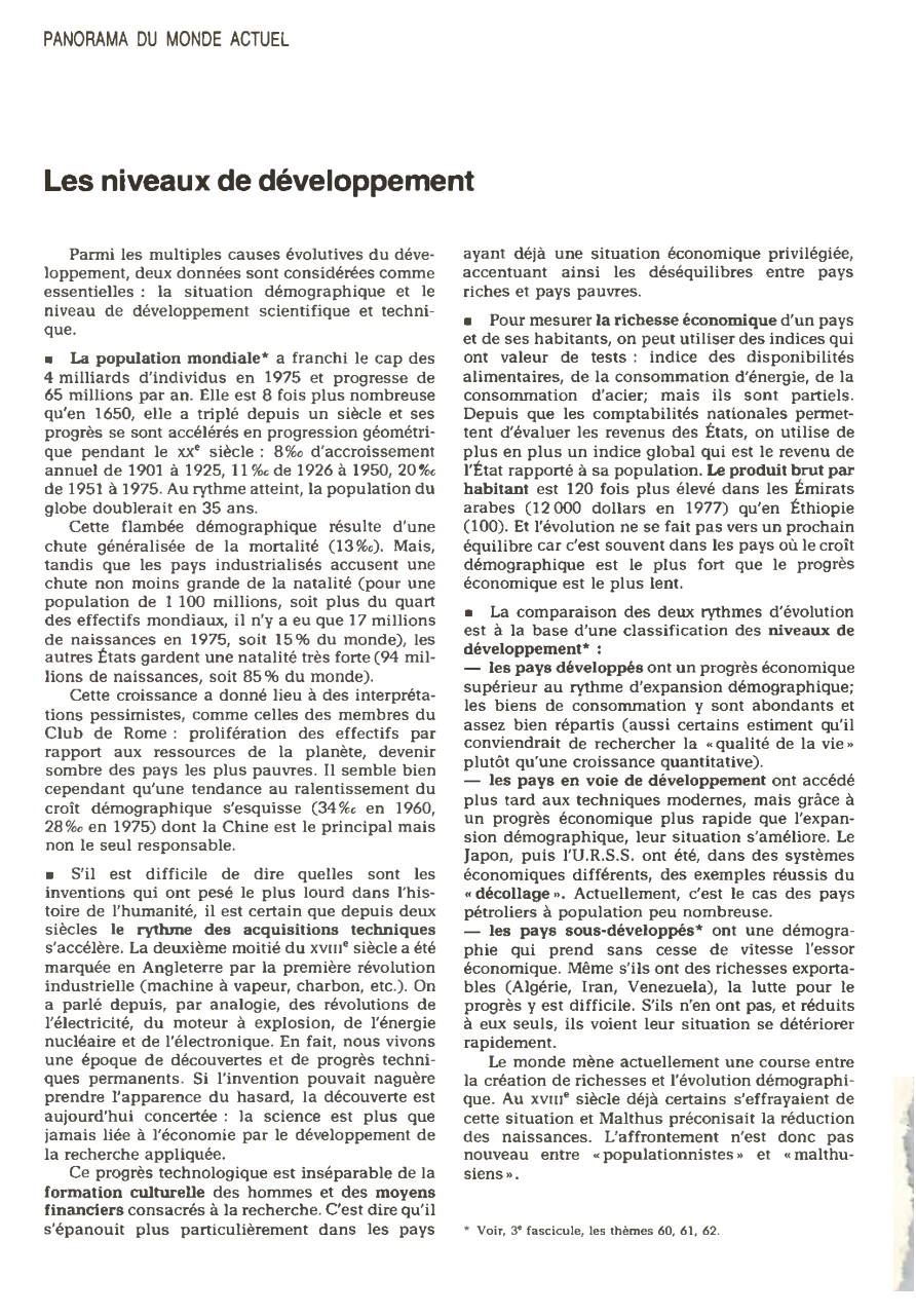 Prévisualisation du document Les niveaux de développement (en 1980)