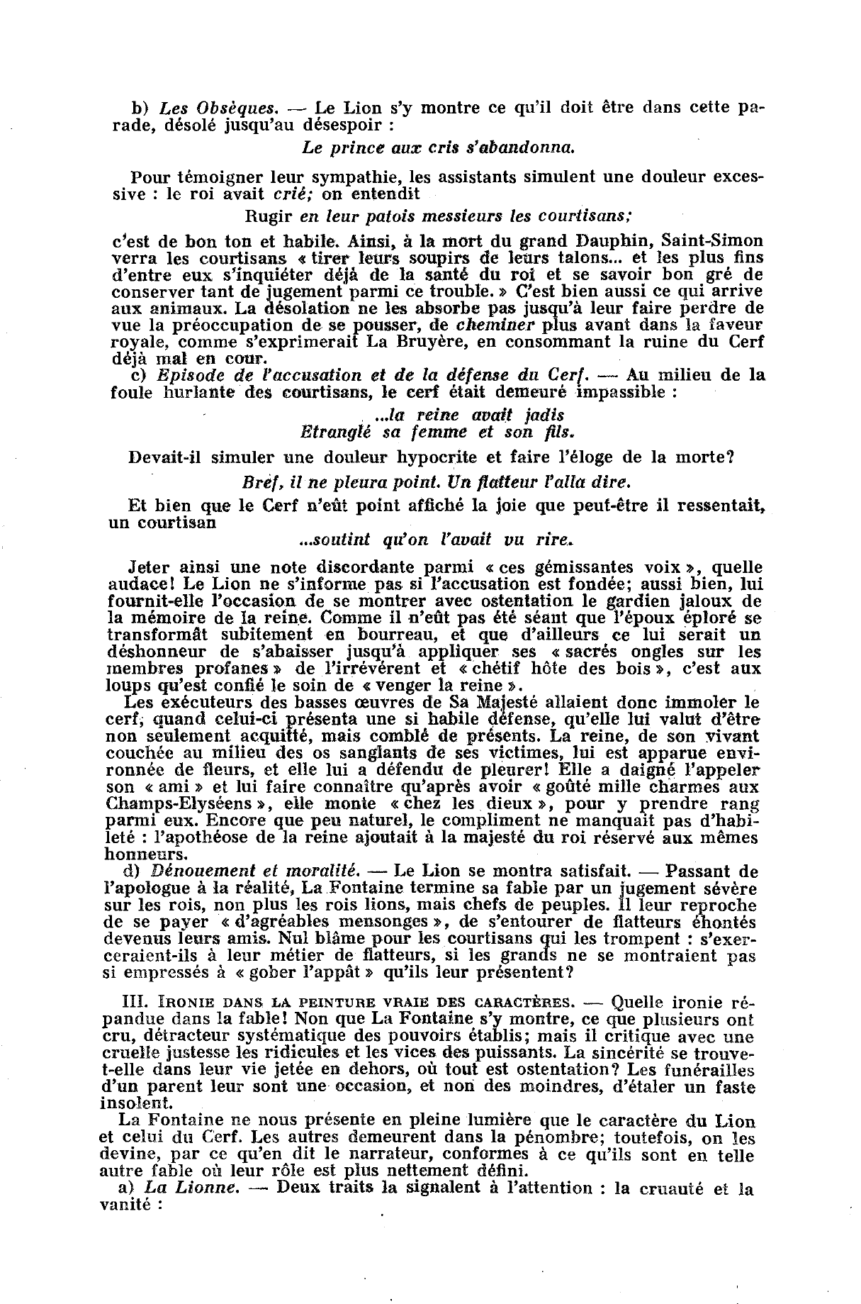 Prévisualisation du document Les Obsèques de la Lionne (La Fontaine. VIII, 14). Commentaire complet