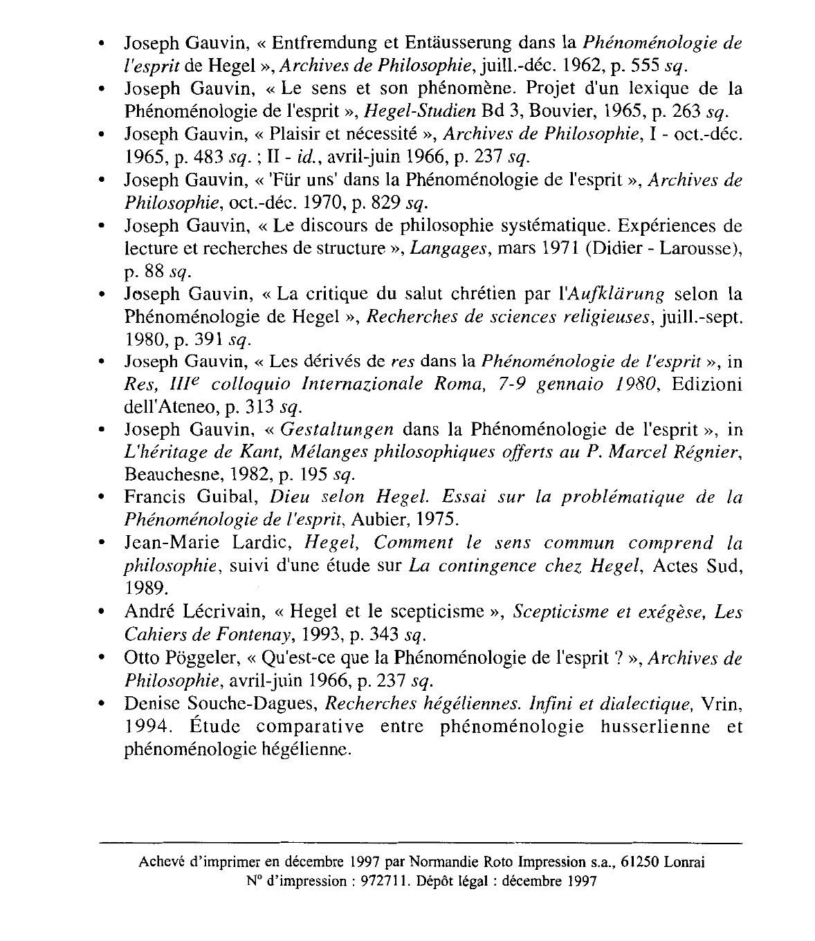 Prévisualisation du document Les oeuvres de Hegel