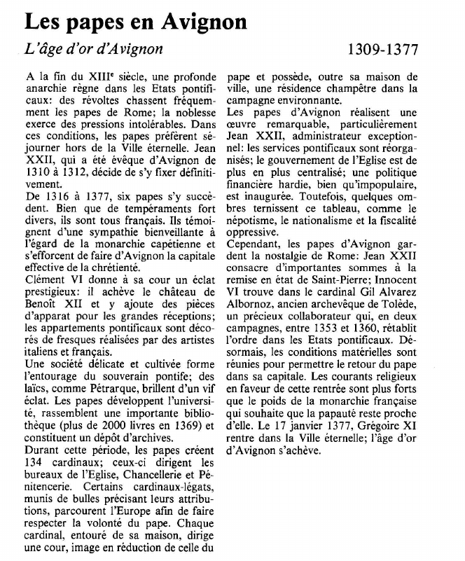 Prévisualisation du document Les papes en Avignon