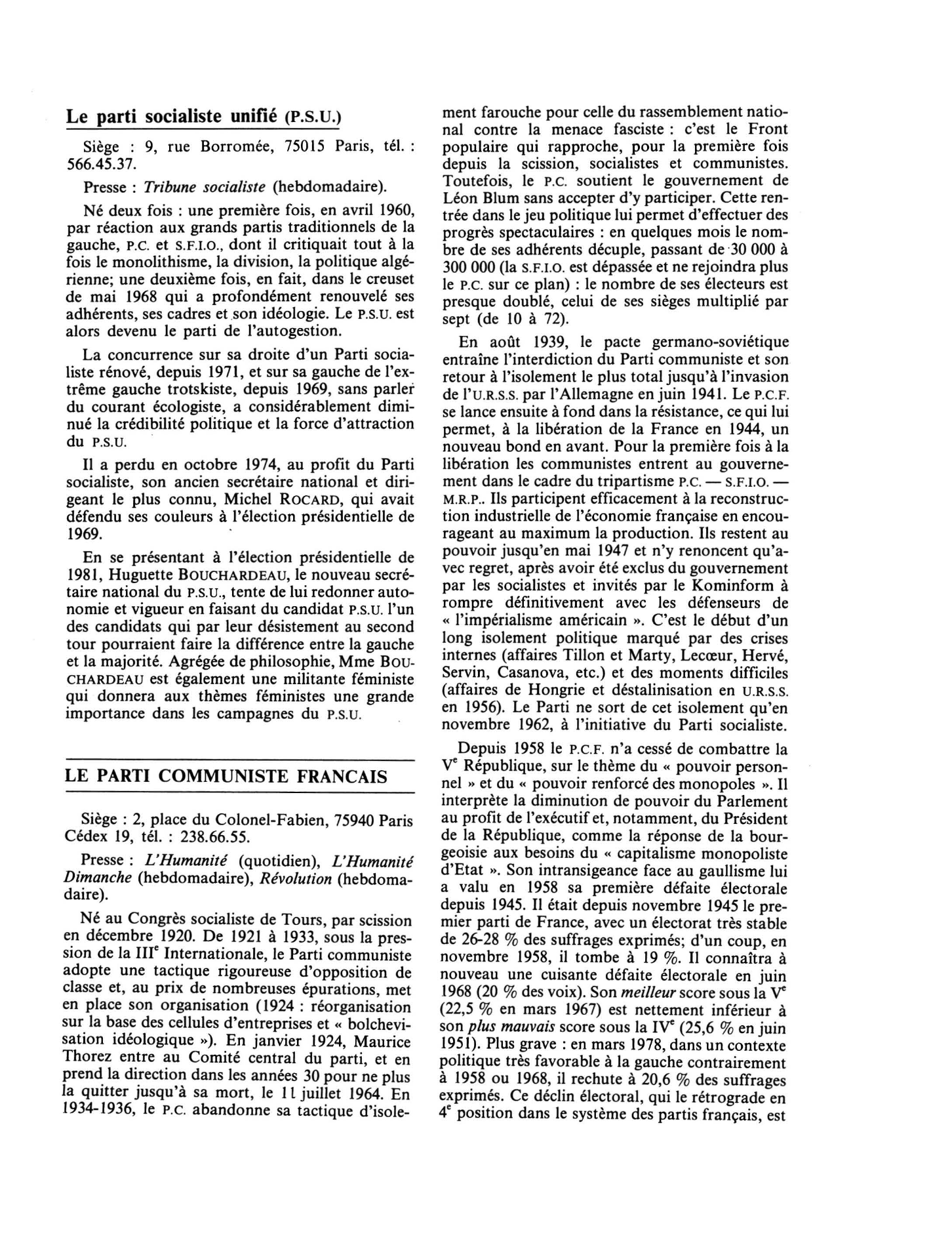 Prévisualisation du document LES PARTIS POLITIQUES FRANÇAIS DANS LES ANNÉES 1970 (politique)