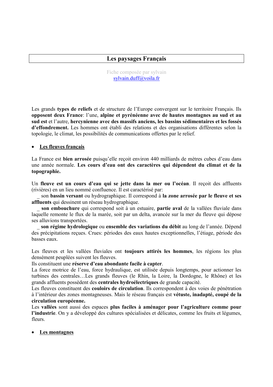 Prévisualisation du document Les paysages Français