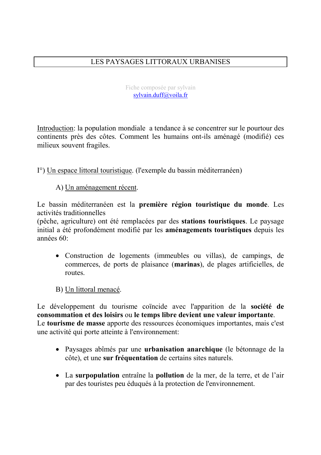Prévisualisation du document LES PAYSAGES LITTORAUX URBANISES