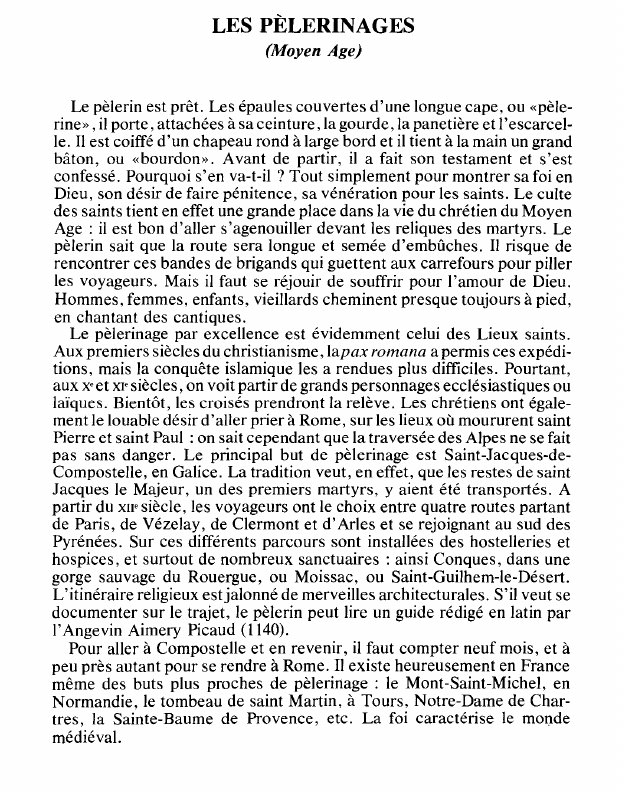 Prévisualisation du document LES PÈLERINAGES(Moyen Age) - HISTOIRE.