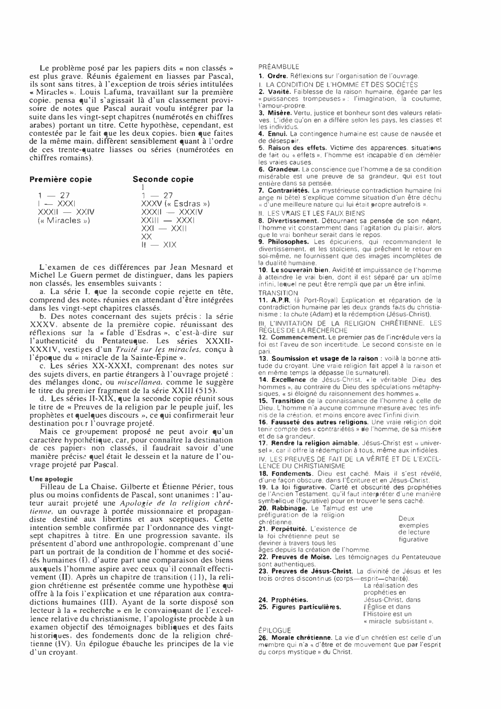 Prévisualisation du document Les Pensées de Pascal (résumé & analyse)