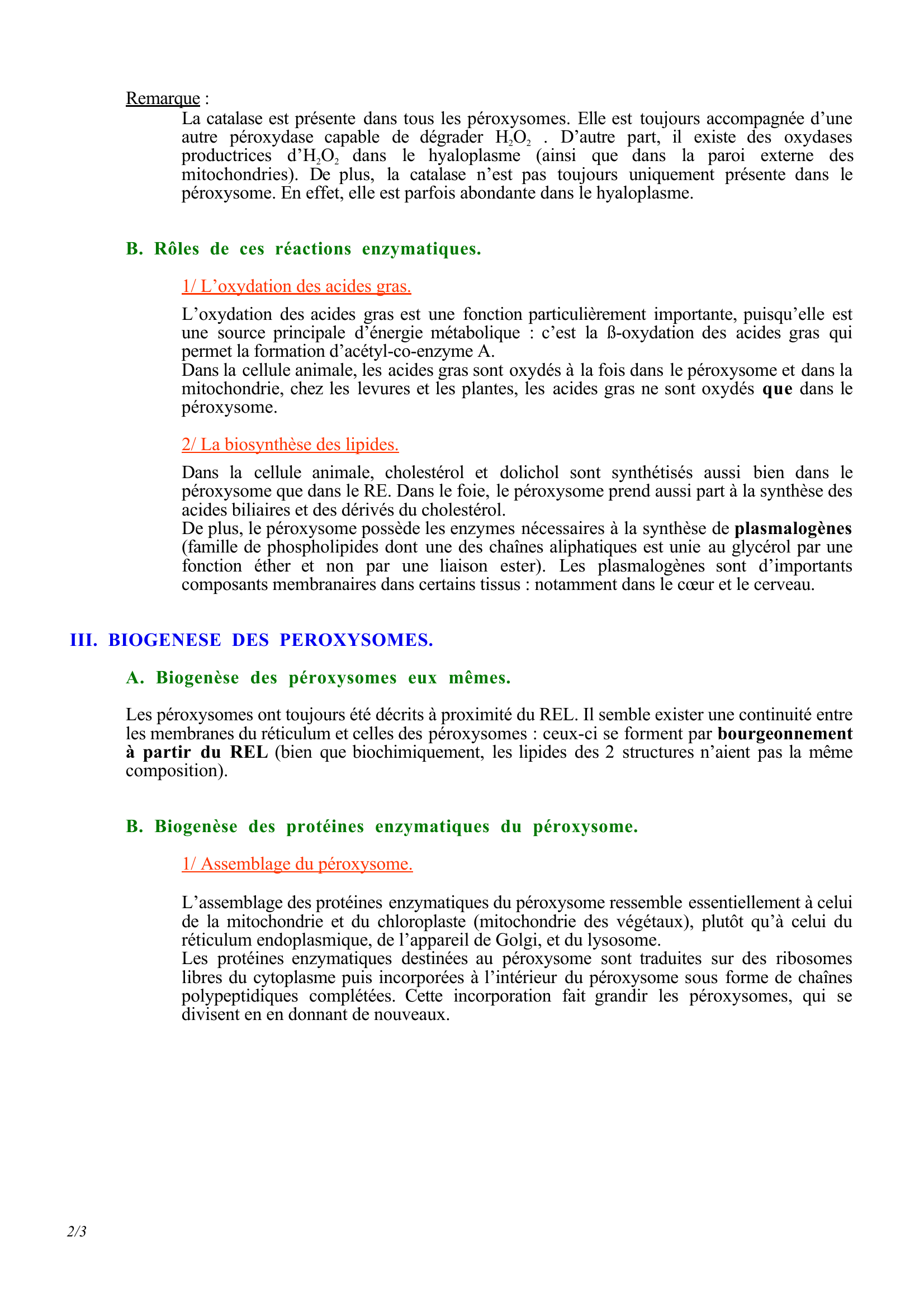 Prévisualisation du document LES PEROXYSOMES - PACES