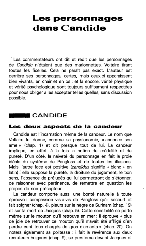Prévisualisation du document Les personnages dans Candide de Voltaire