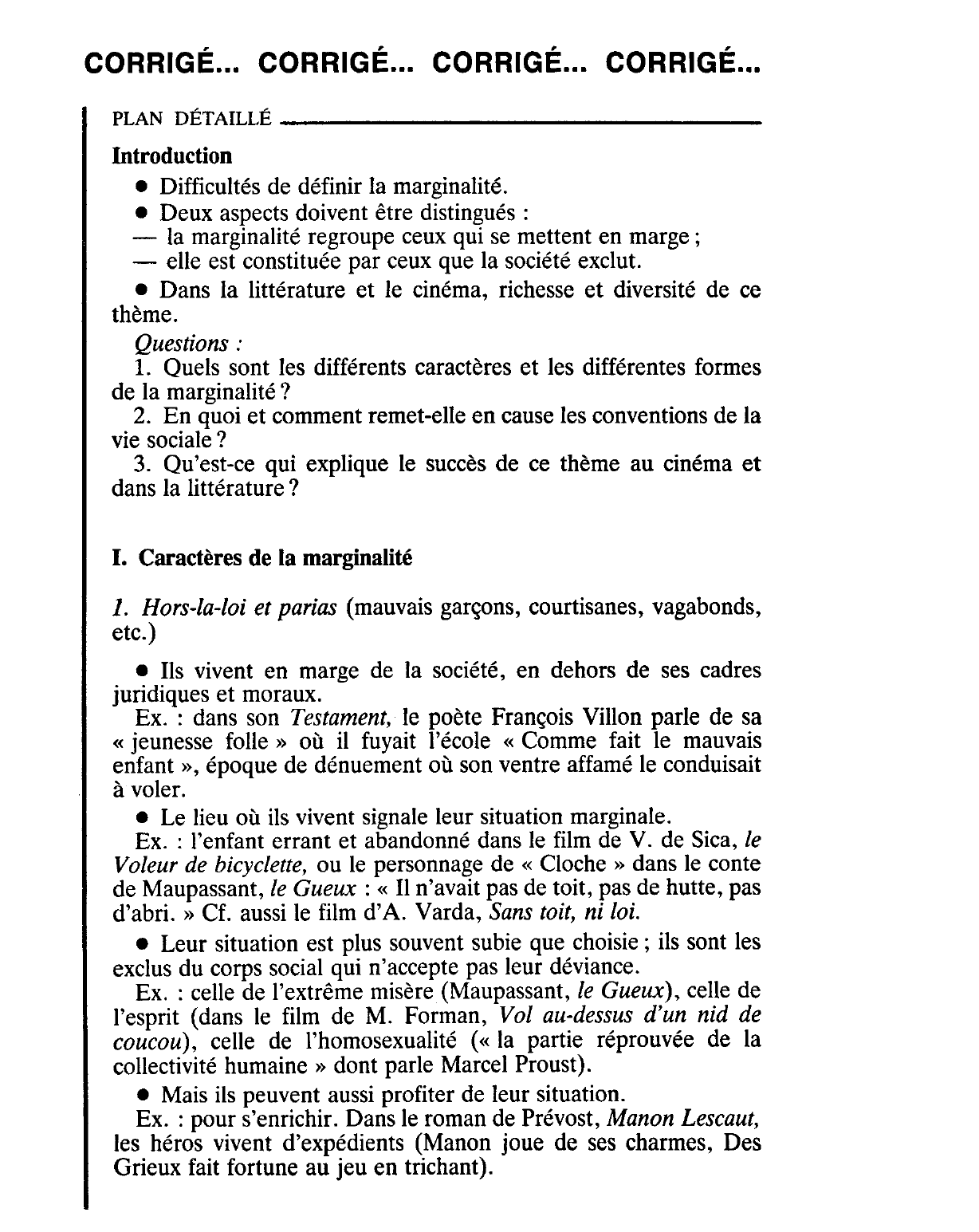 Prévisualisation du document Les personnages marginaux dans les oeuvres littéraires et cinématographiques