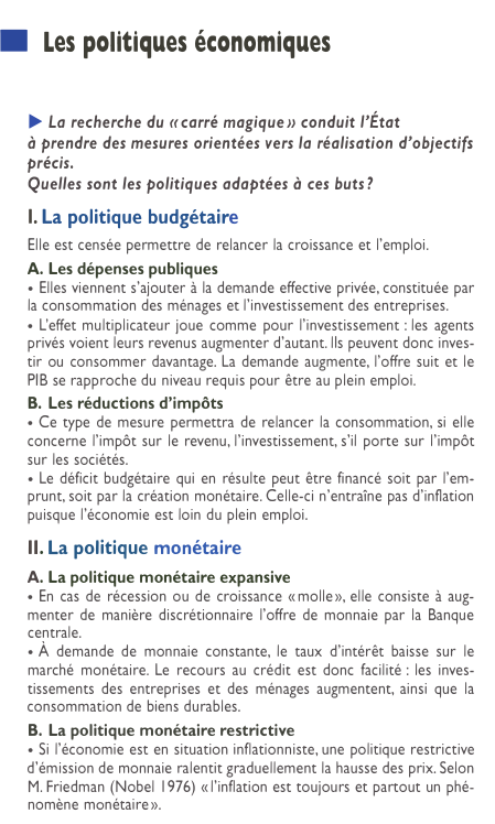 Prévisualisation du document • Les politiques économiques
► La recherche du « carré magique» conduit l'État
à prendre des mesures orientées vers la...