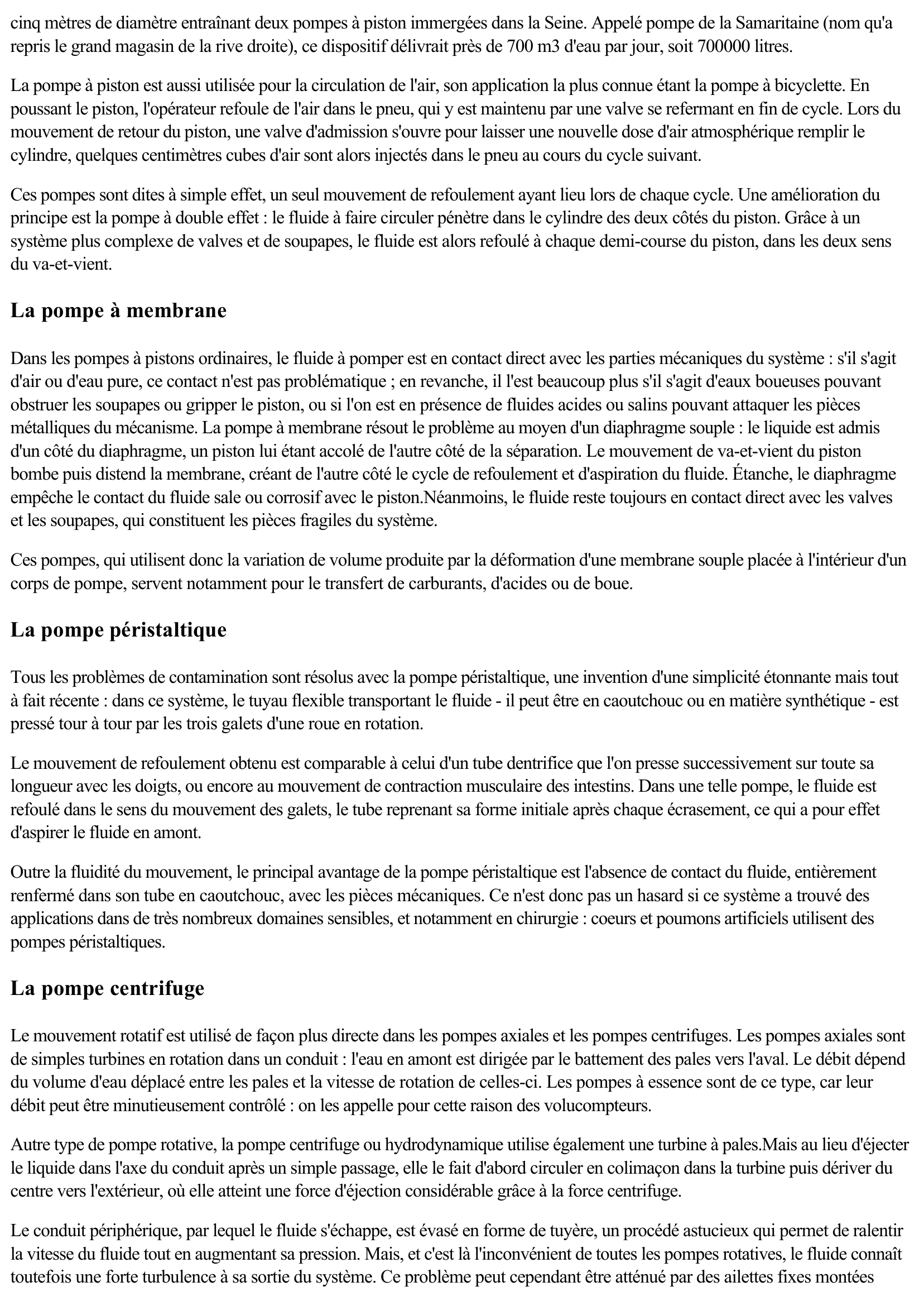 Prévisualisation du document Les pompes (Sciences & Techniques)