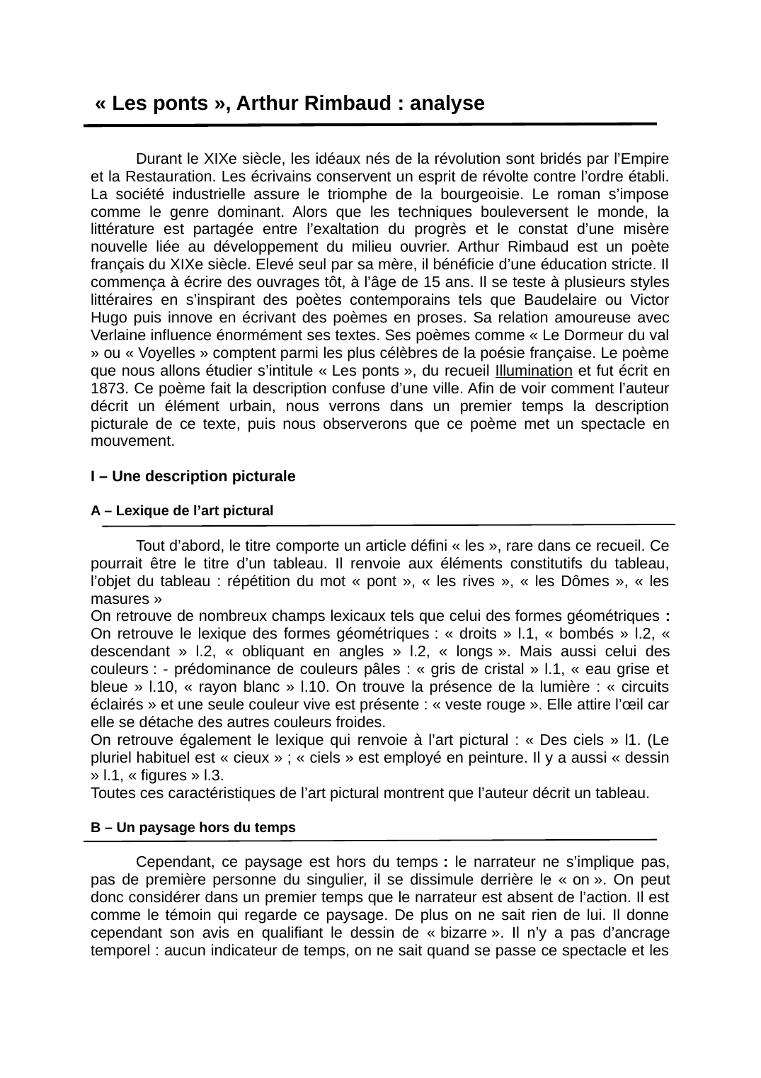 Prévisualisation du document Les ponts, Arthur Rimbaud : analyse linéaire