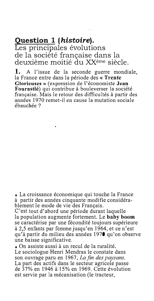 Prévisualisation du document Les principales évolutions de la société française dans la deuxième moitié du XXème siècle.
