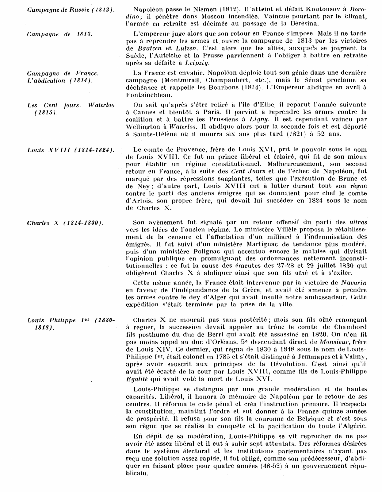 Prévisualisation du document LES PRINCIPAUX FAITS DE L'HISTOIRE DU XIXe SIÈCLE EN FRANCE