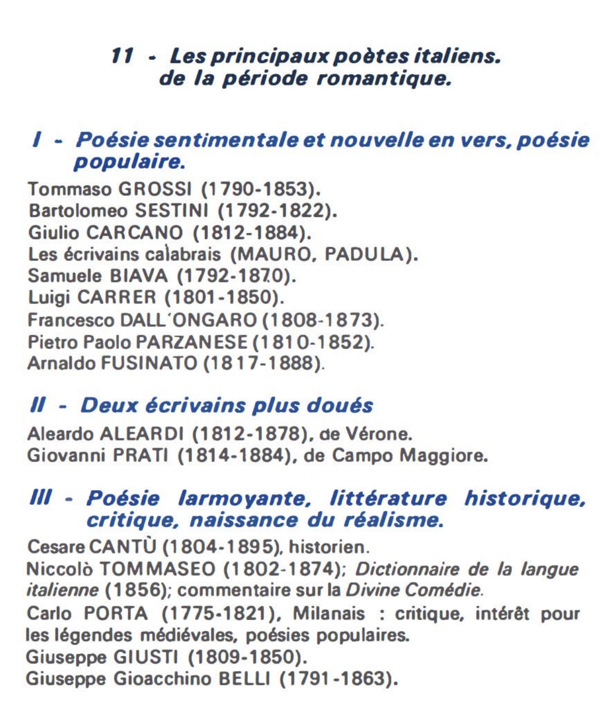 Prévisualisation du document Les principaux poètes italiens, de la période romantique.