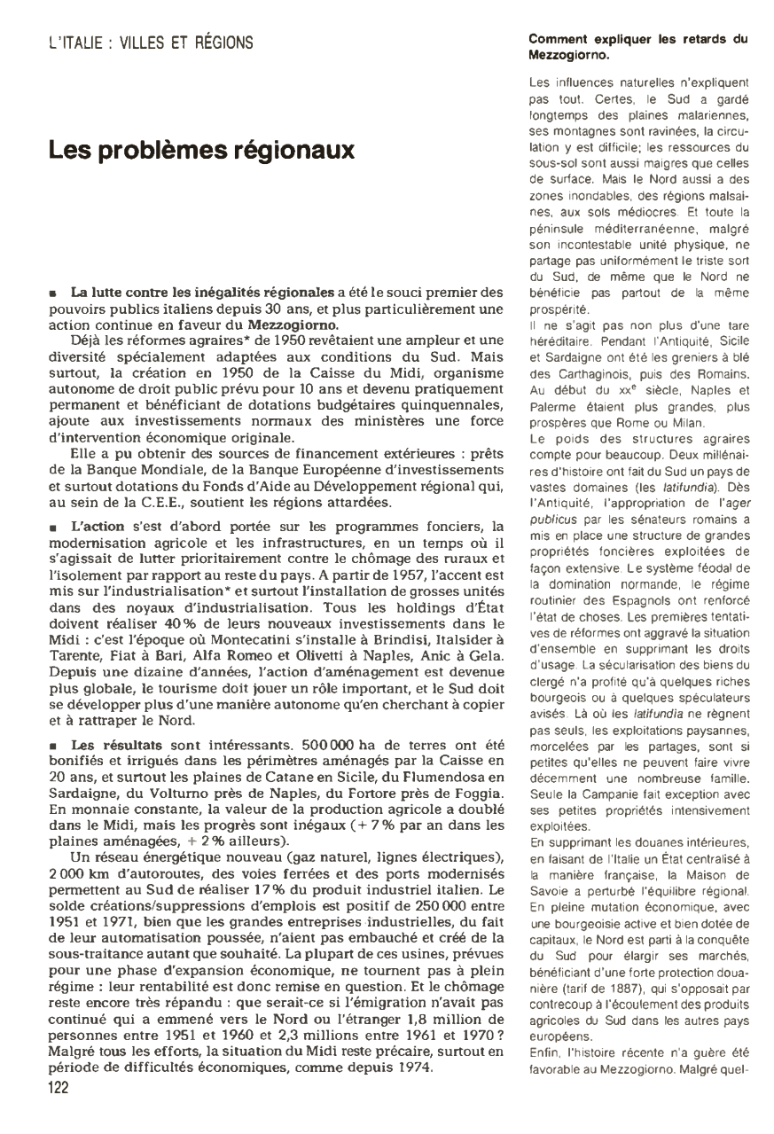 Prévisualisation du document Les problèmes régionaux - Italie (en 1980)