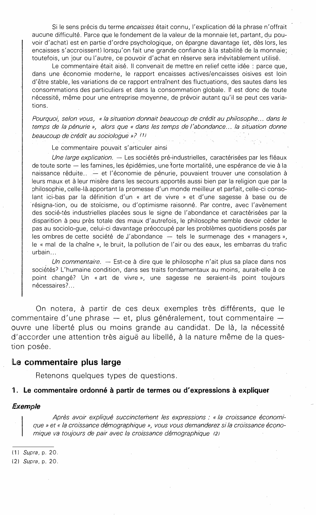 Prévisualisation du document Les questions relatives au commentaire d'un texte économique