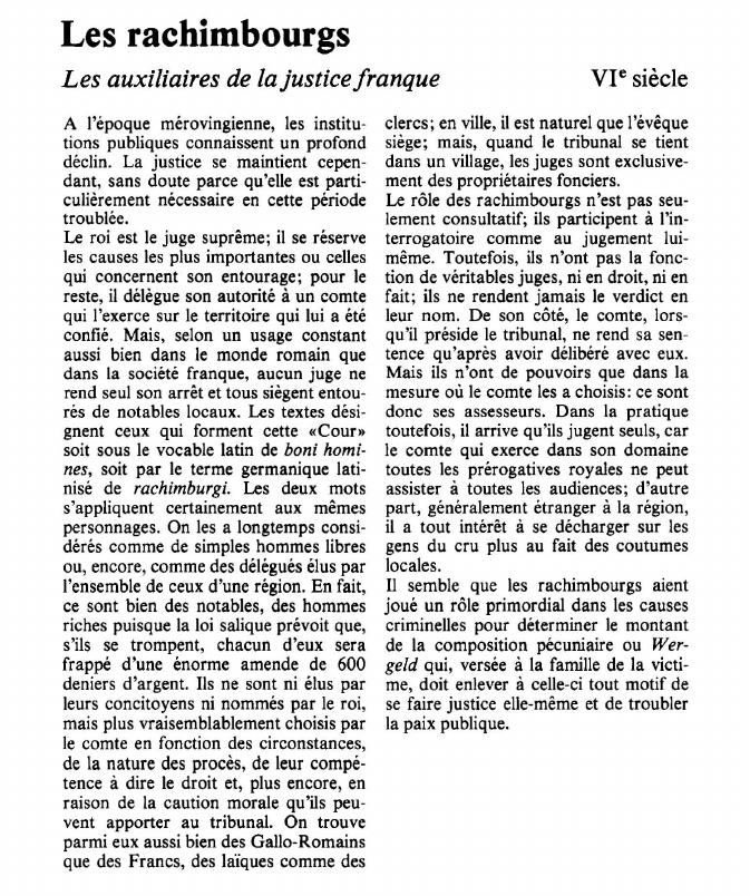 Prévisualisation du document Les rachimbourgsLes auxiliaires de la justice franque.