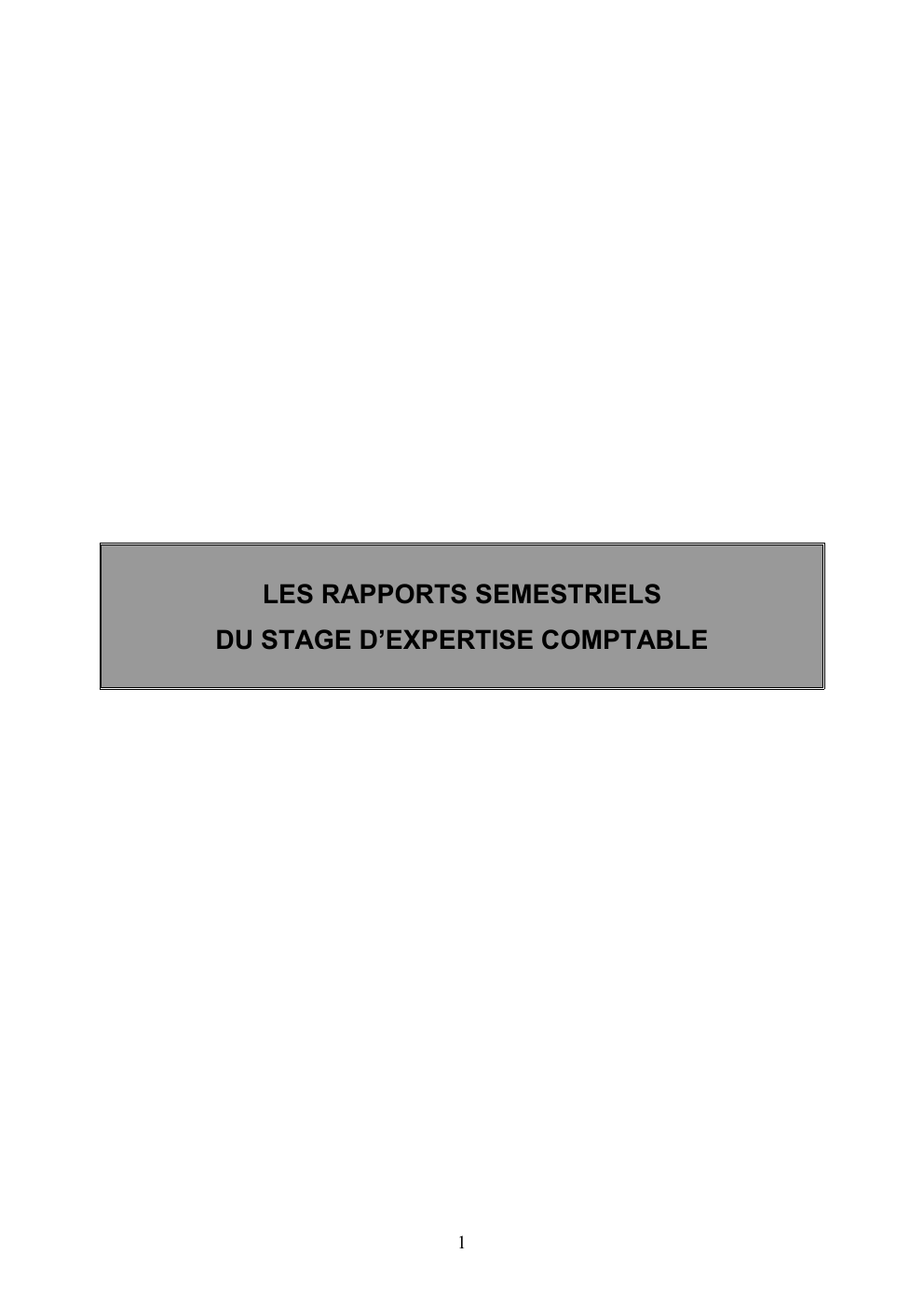 Prévisualisation du document LES RAPPORTS SEMESTRIELS DU STAGE D’EXPERTISE COMPTABLE