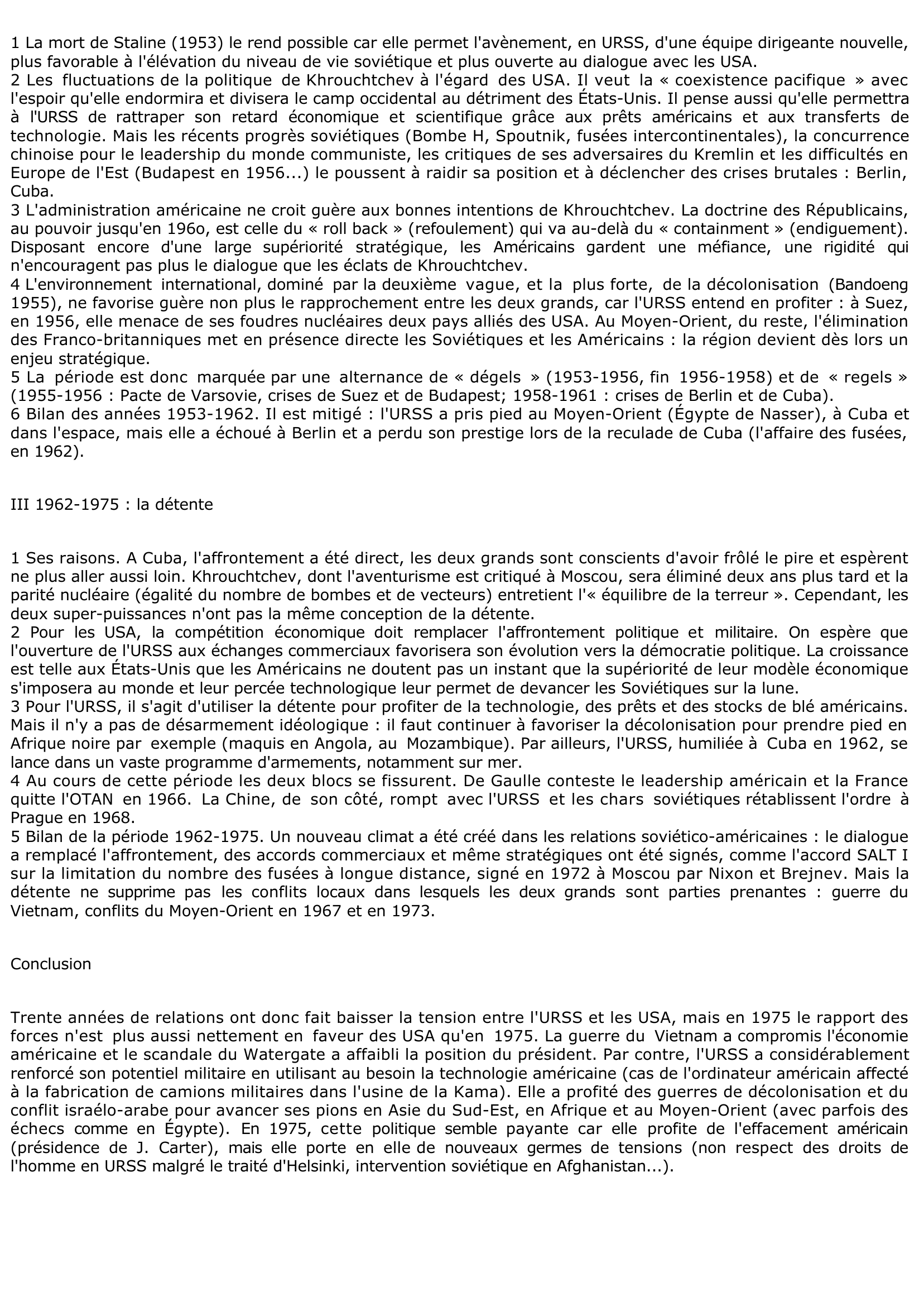 Prévisualisation du document Les rapports soviéto-américains de 1945 à 1975 (histoire)