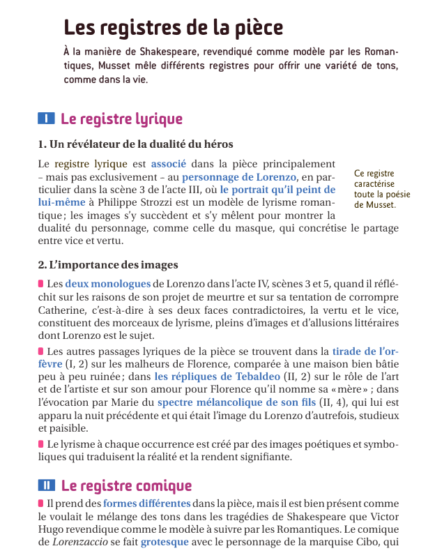 Prévisualisation du document Les registres de la pièce
À la manière de Shakespeare, revendiqué comme modèle par les Roman­
tiques, Musset mêle différents...