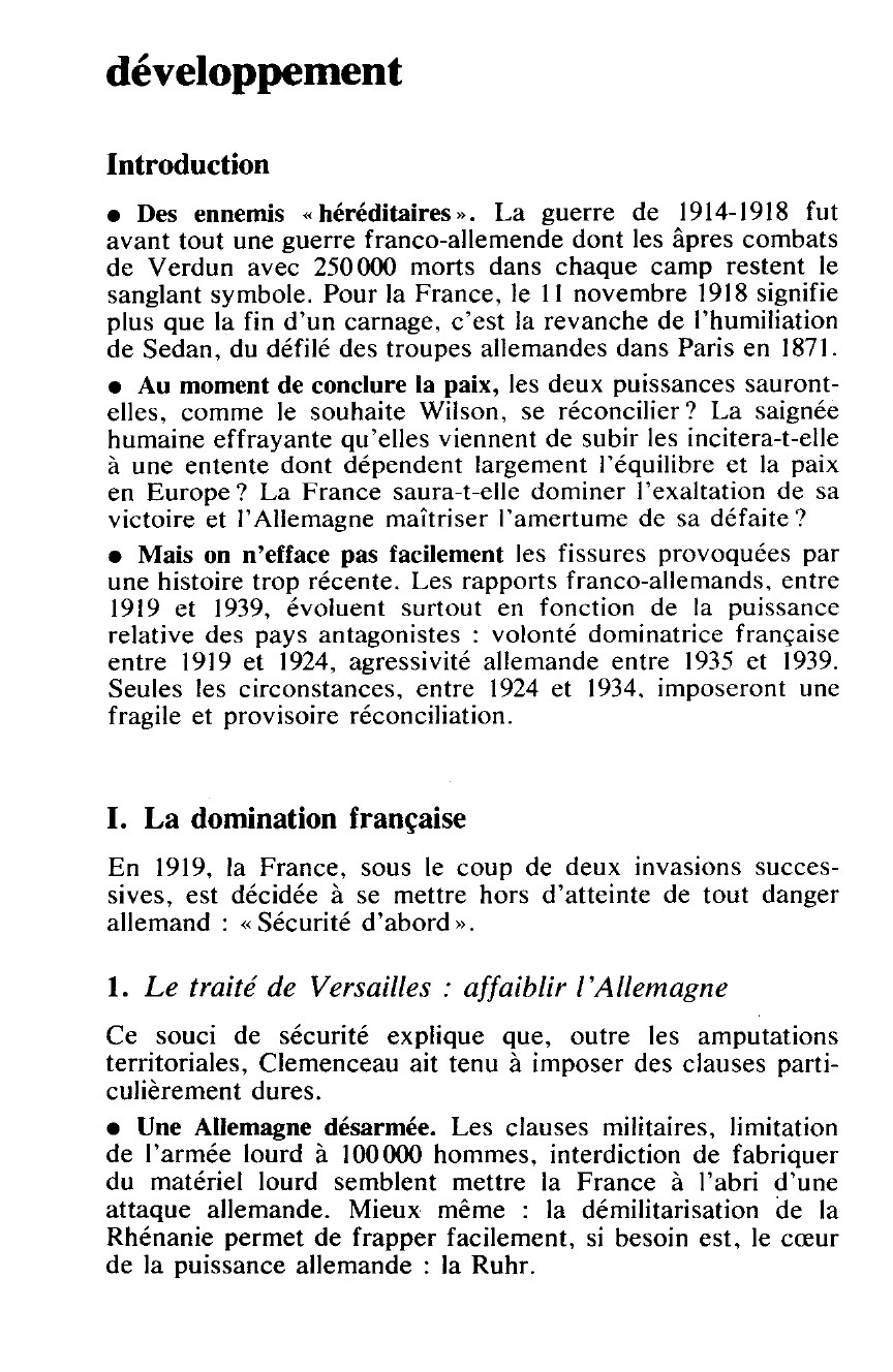 Prévisualisation du document Les relations franco-allemandes de 1919 à 1939.