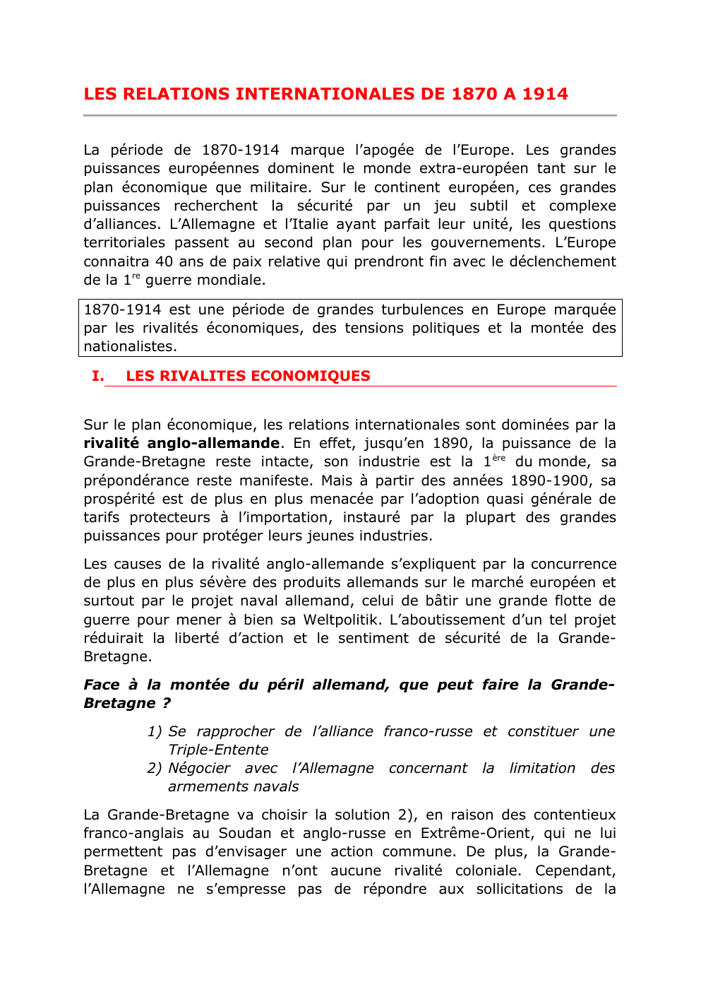 Prévisualisation du document LES RELATIONS INTERNATIONALES DE 1870-1914