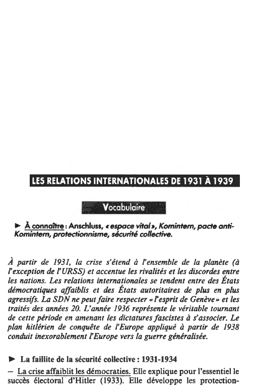 Prévisualisation du document LES RELATIONS INTERNATIONALES DE 1931 À 1939 (HISTOIRE)