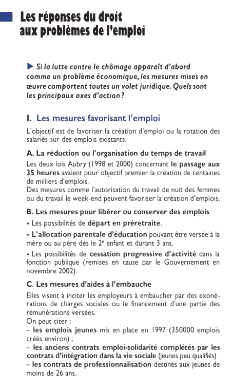 Prévisualisation du document • Les réponses du droit
aux problèmes de l'emploi
► Si la lutte contre le chômage apparaît d'abord
comme un...