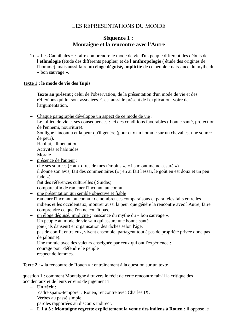 Prévisualisation du document LES REPRESENTATIONS DU MONDE Séquence 1 : Montaigne et la rencontre avec l'Autre