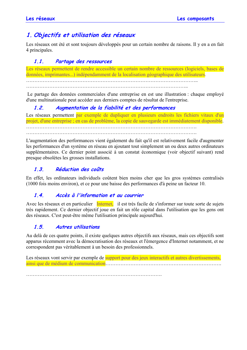 Prévisualisation du document Les resaux