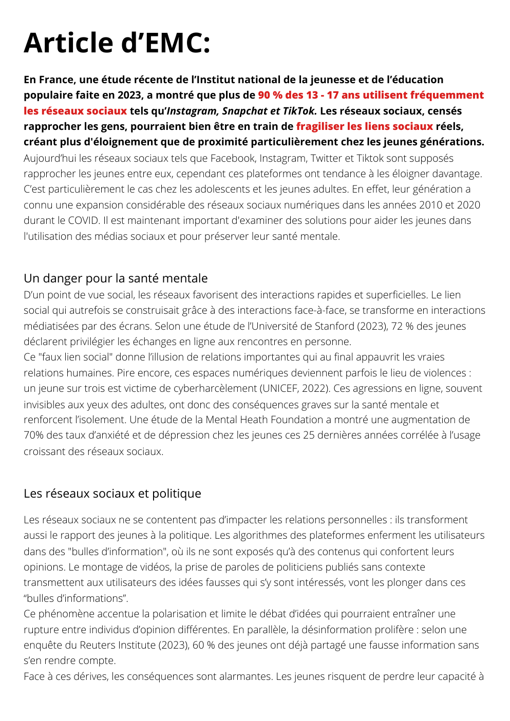Prévisualisation du document Les réseaux sociaux: un espace où les liens sociaux et politiques se brisent