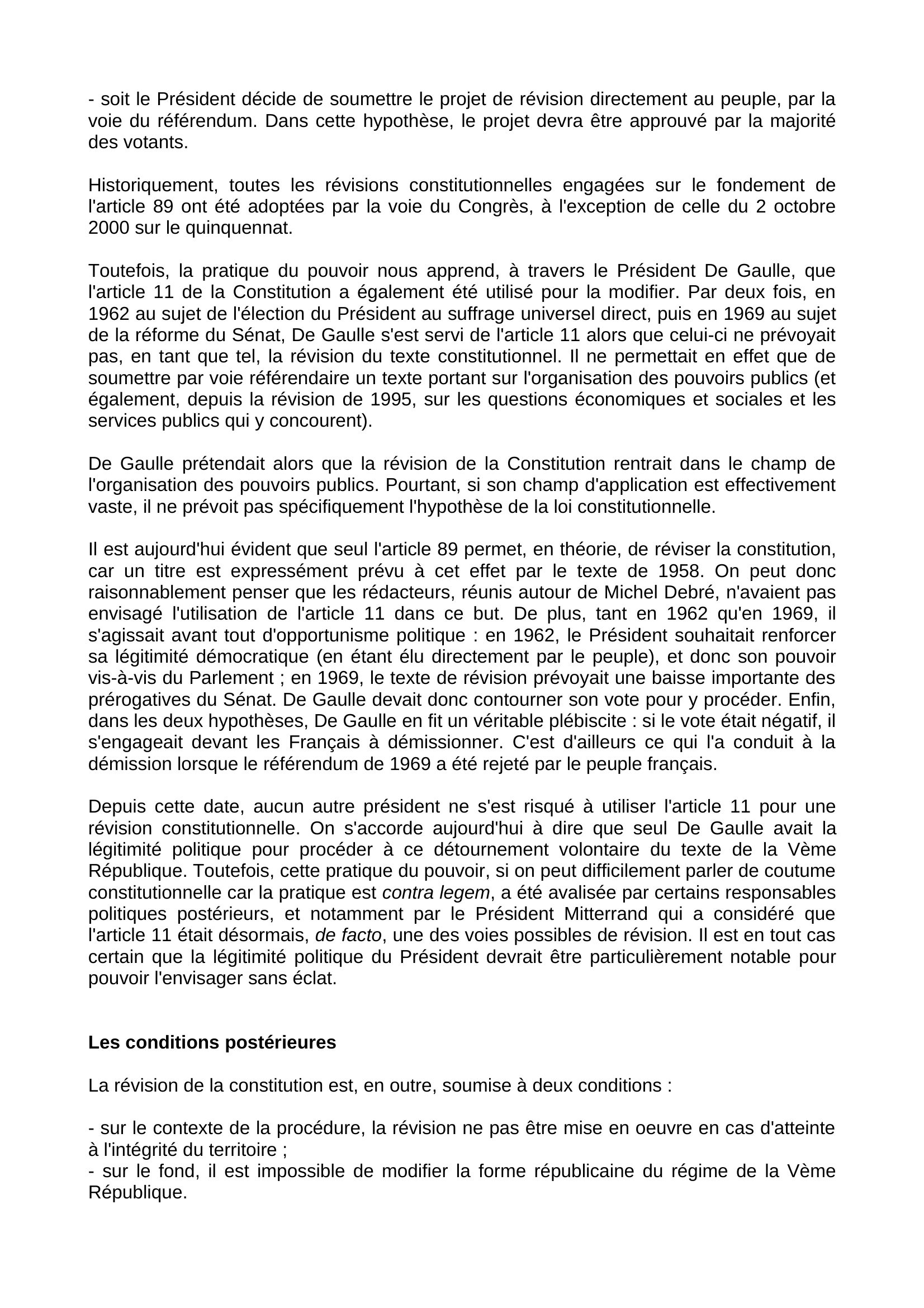 Prévisualisation du document Les révisions de la constitution sous la Vème République