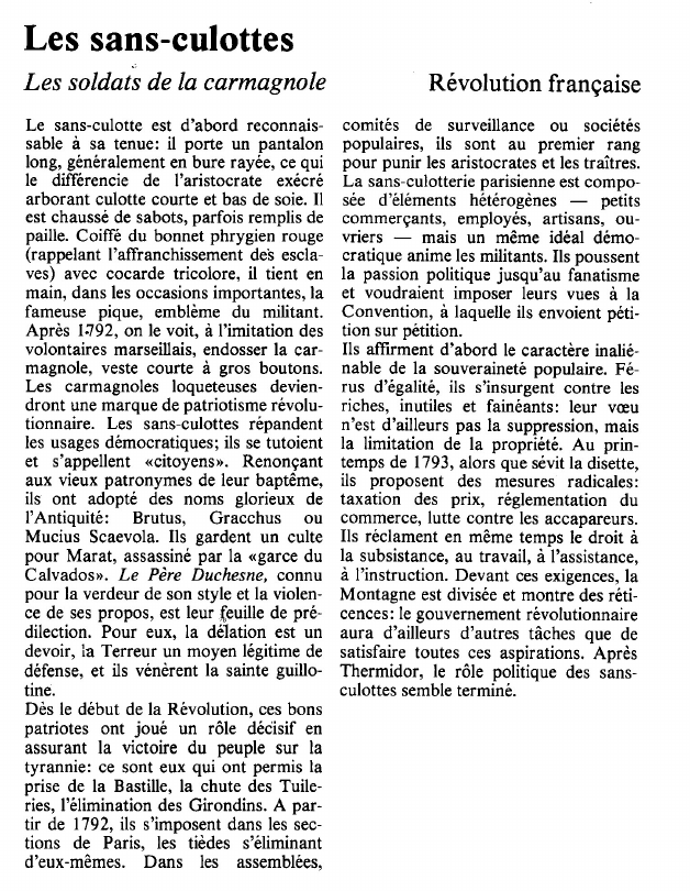Prévisualisation du document Les sans-culottesLes soldats de la carmagnole.