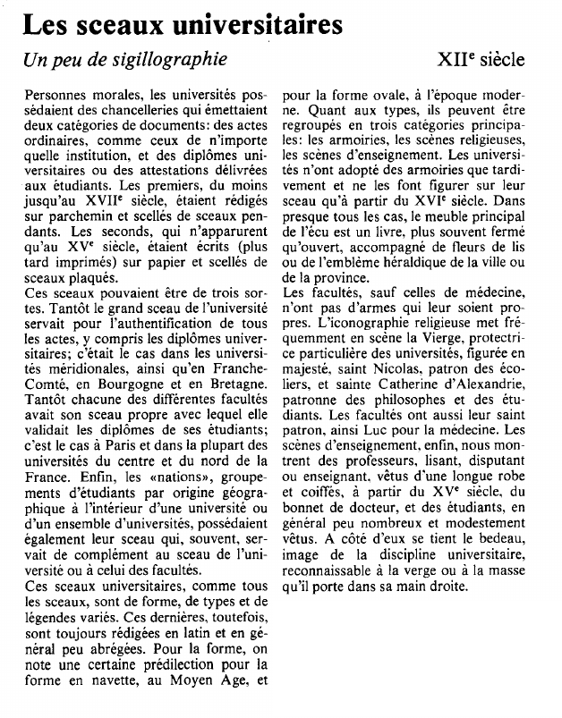 Prévisualisation du document Les sceaux universitairesUn peu de sigillographie.