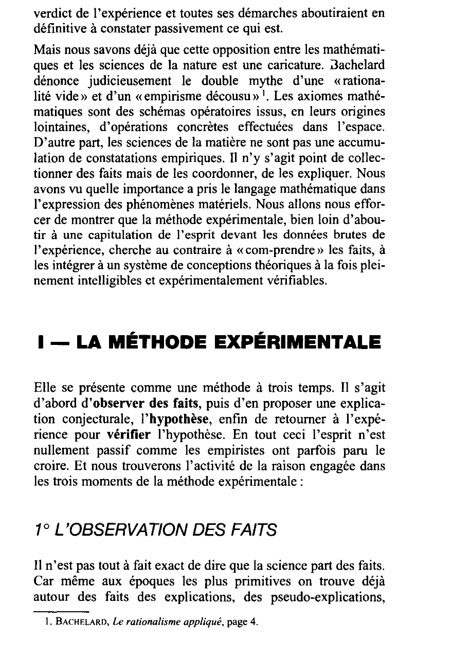 Prévisualisation du document LES SCIENCES  DE LA MATIÈRE  ET LA MÉTHODE  EXPÉRIMENTALE