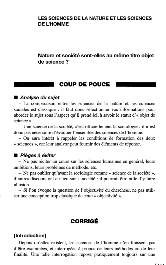 Prévisualisation du document LES SCIENCES DE LA NATURE ET LES SCIENCES
DE L'HOMME

Nature et société sont-elles au même titre objet
de science?...