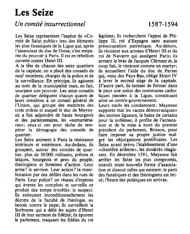 Prévisualisation du document Les SeizeUn comité insurrectionnel.
